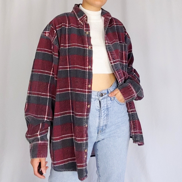 Vintage Other - SOLD 90’s plaid corduroy button down